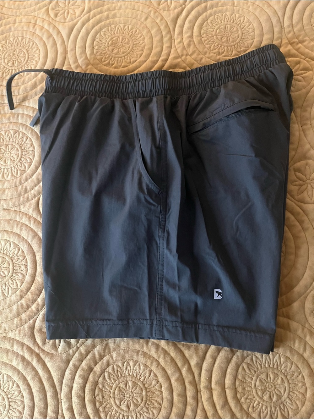 Men's Black Flat-Front Shorts with front and rear Zip Pocket Bearbottom